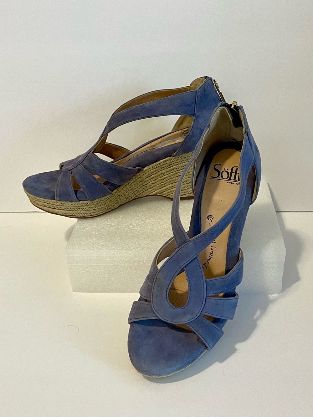 Sofft Lavendar Suede Espadrille Wedge Sandals - Picture 5 of 10